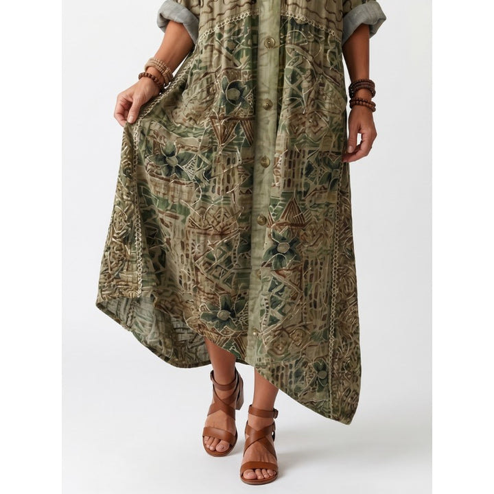 Aleta | Button-Front Oversized Pocket Midi Dress