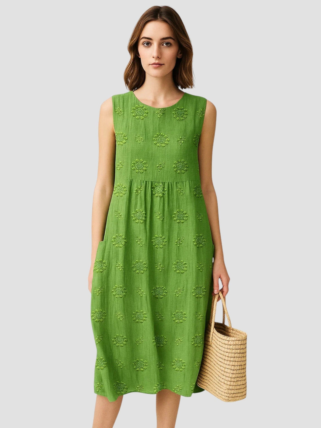 Jenna | Textured Sleeveless Midi Dress