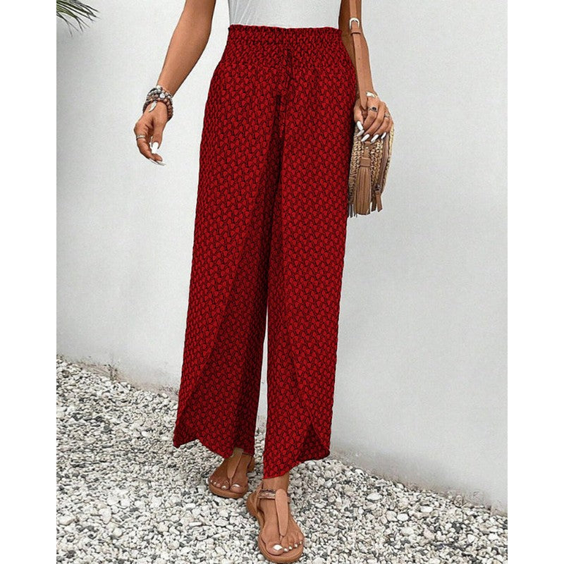 Evelyn | Geometric Print Wide-Leg Trousers