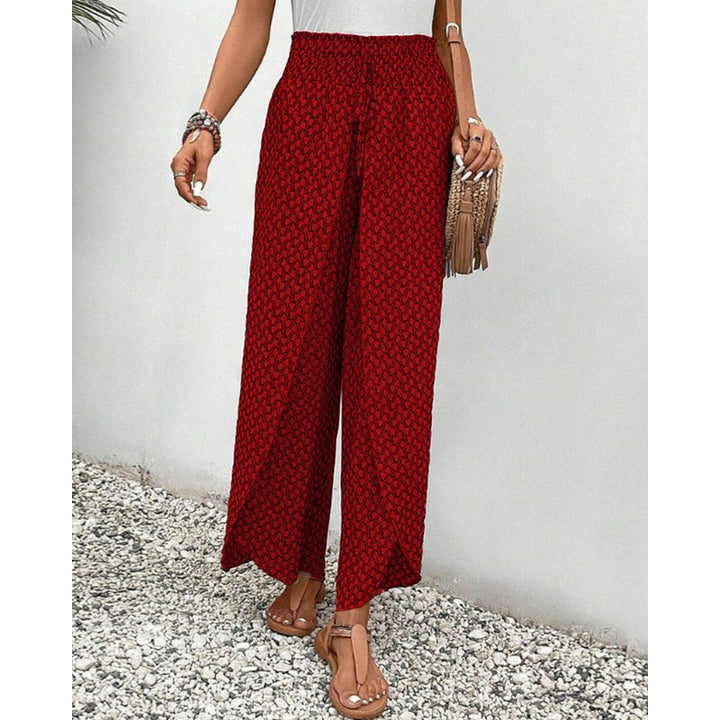 Evelyn | Geometric Print Wide-Leg Trousers