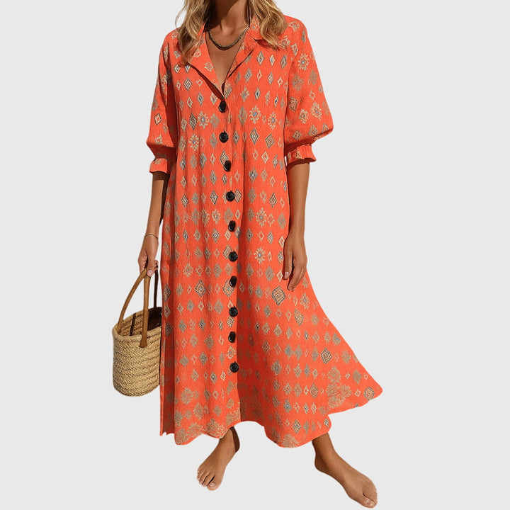 Madeline | Women's Printed Button-Front Maxi Dress