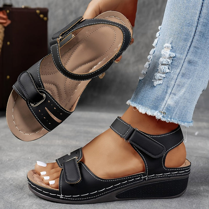 Janet | Adjustable Strap Wedge Sandals