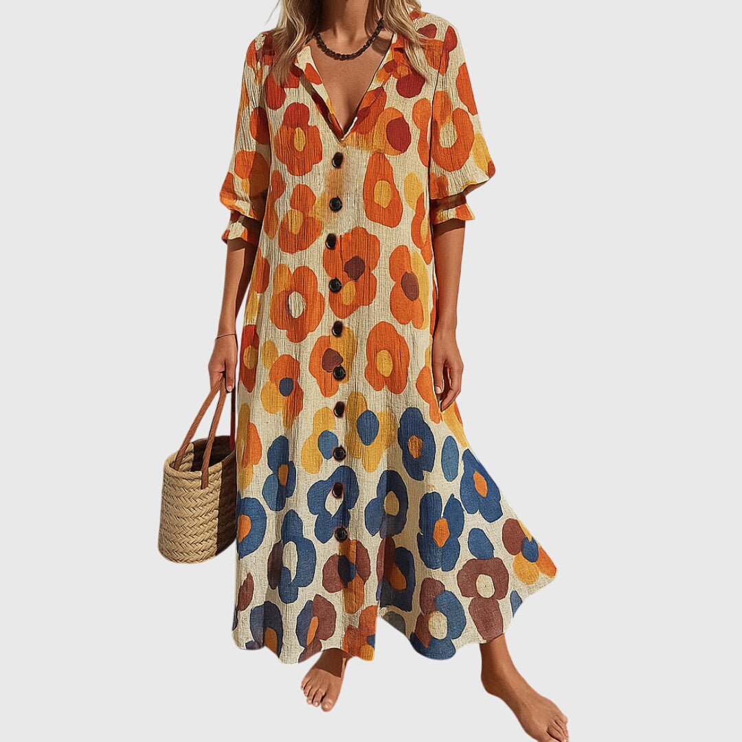 Madeline | Women's Printed Button-Front Maxi Dress