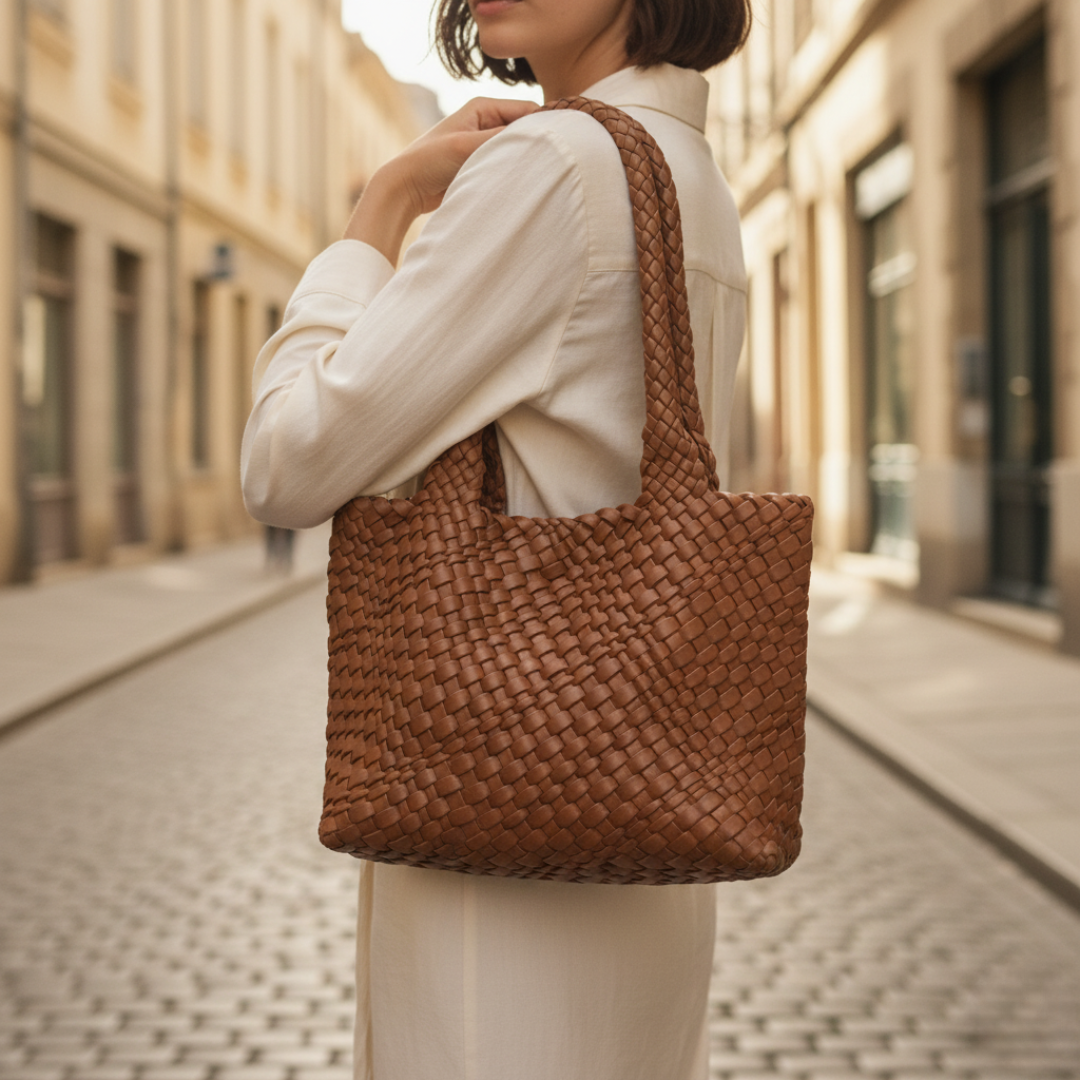 Avery | Women's Woven Leather Tote Bag