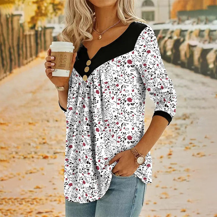 Lucille | Vintage Floral V-Neck T-Shirt
