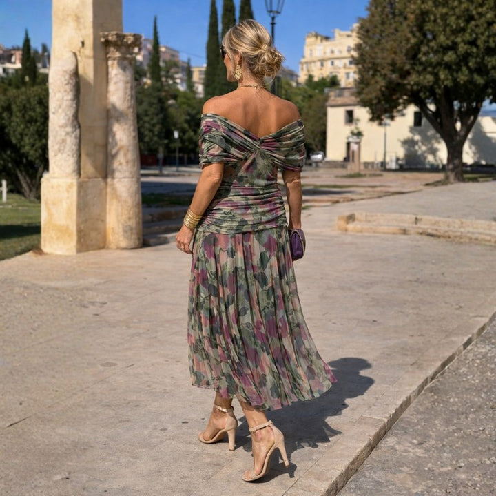 Adrienne | Off-Shoulder Ruched Mermaid Maxi Dress