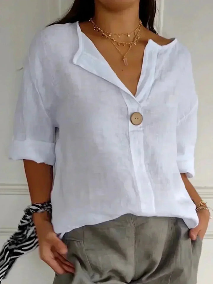 Rhian | Linen V-Neck Blouse