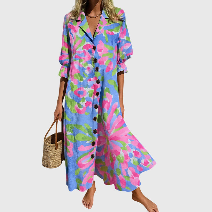 Madeline | Women's Printed Button-Front Maxi Dress