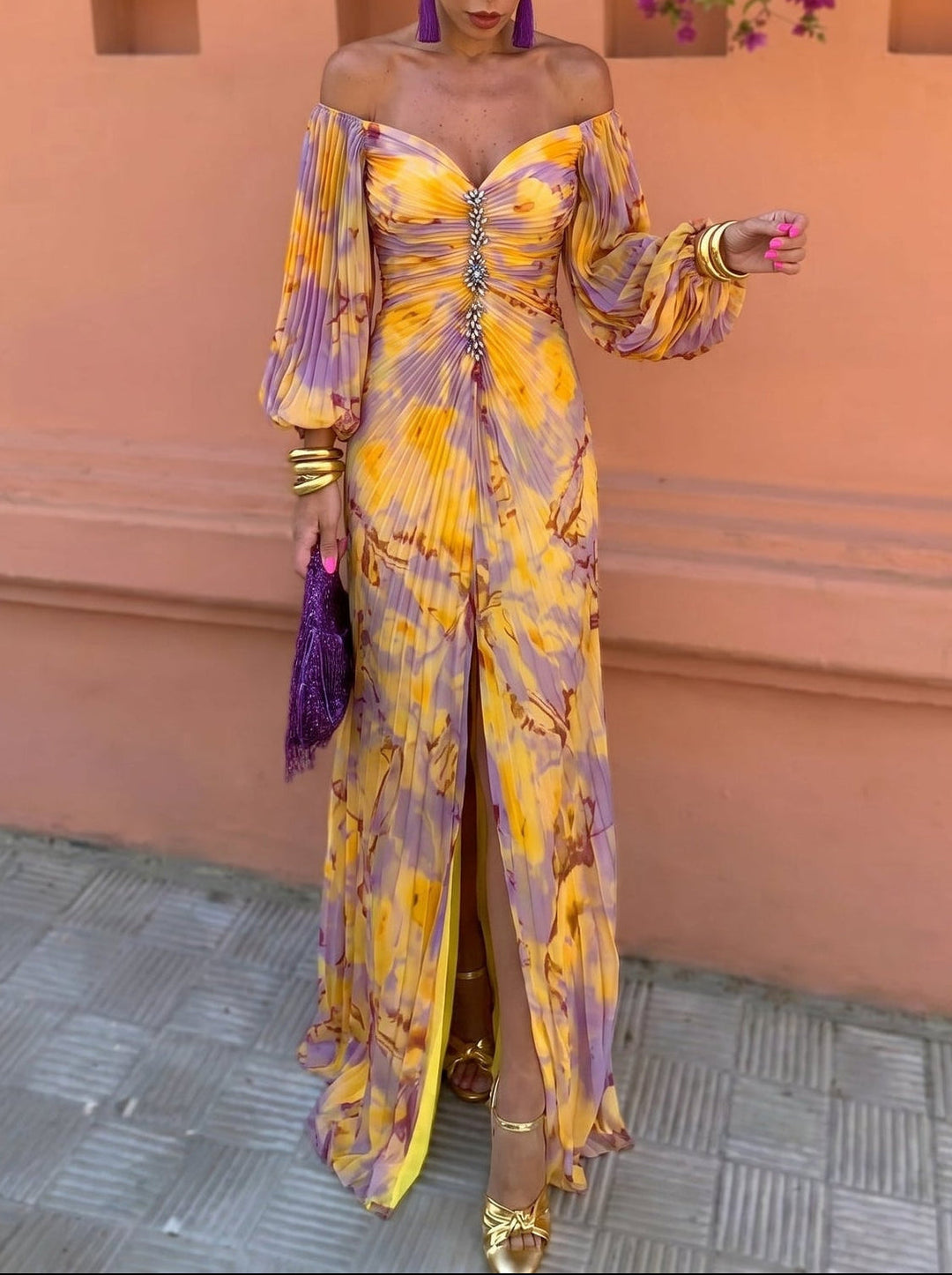 Winifred | Pleated Floral Maxi Dress