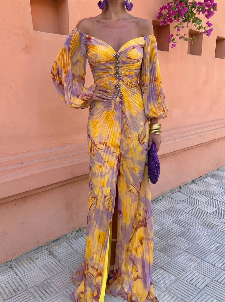 Winifred | Pleated Floral Maxi Dress