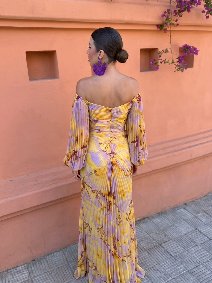 Winifred | Pleated Floral Maxi Dress