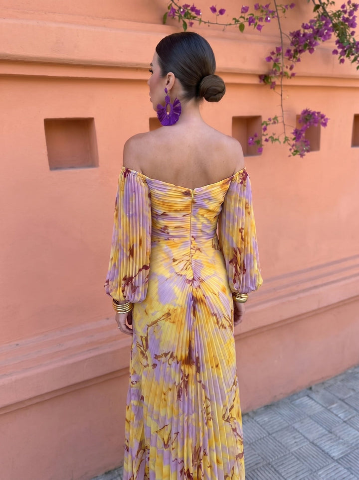 Winifred | Pleated Floral Maxi Dress