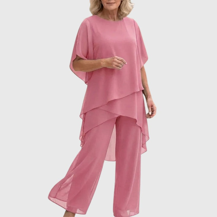 Serena | Draped Layered Top & Palazzo Trousers Set