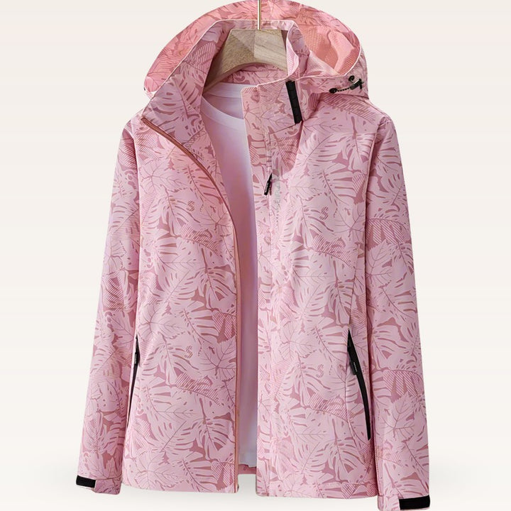 Women's Jacket | Leaf Print Zip-Front Style