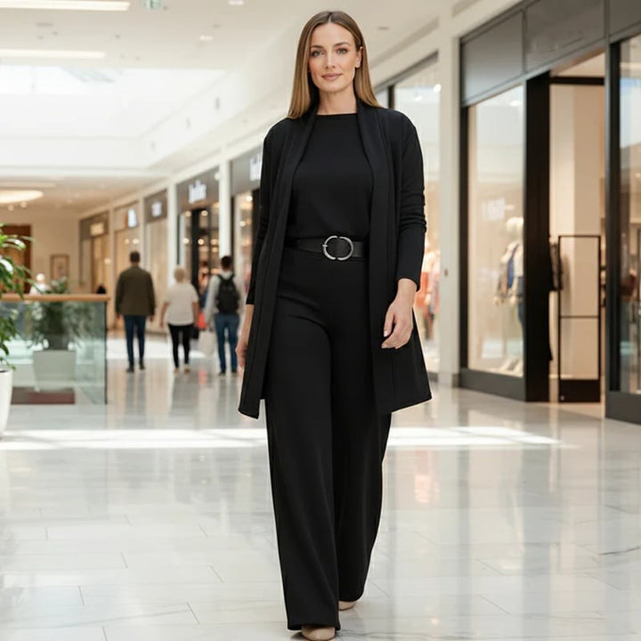 Madeline | Tailored Duster Cardigan and Wide-Leg Trouser Set