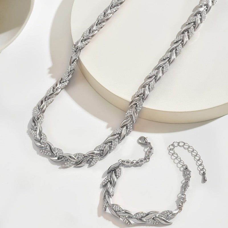 Clara | Chevron-Link Rhinestone Jewellery Set