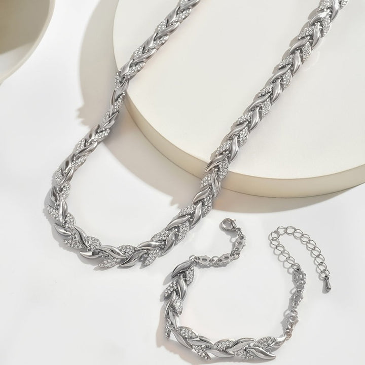 Clara | Chevron-Link Rhinestone Jewellery Set