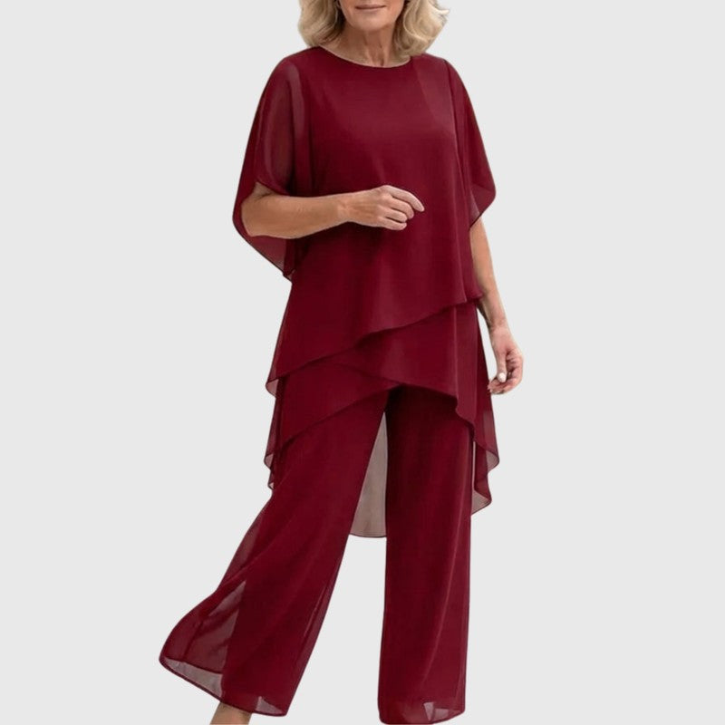 Serena | Draped Layered Top & Palazzo Trousers Set