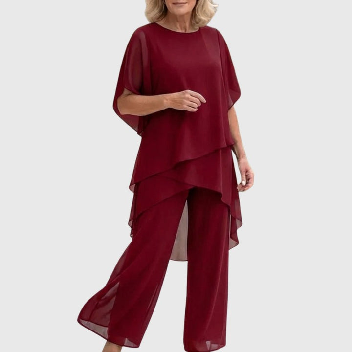Serena | Draped Layered Top & Palazzo Trousers Set