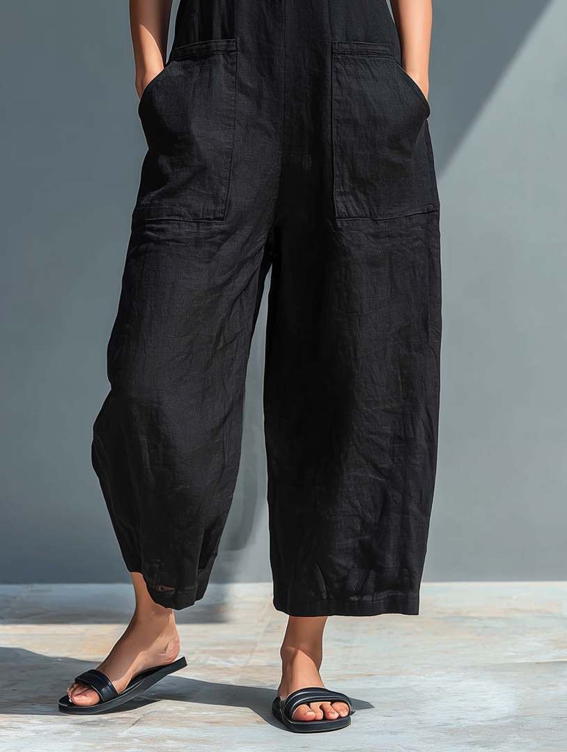 Sloane | Sleeveless Minimalist Jumpsuit for Women with High Collar and Buttons