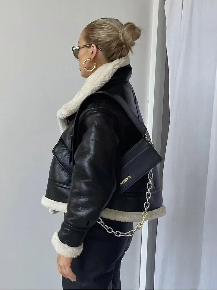 Audrina | Women's Faux Shearling Moto Jacket
