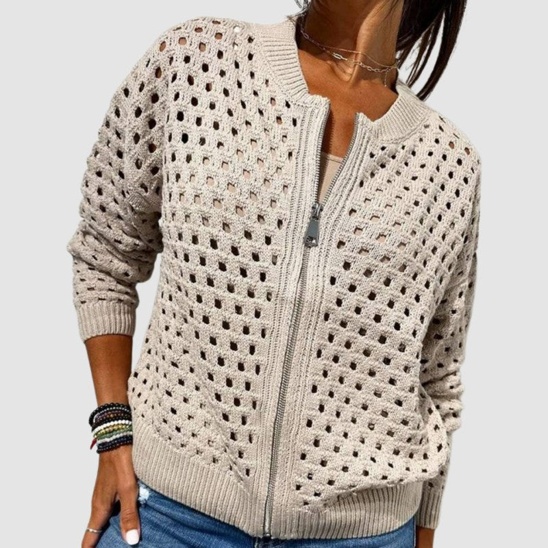 Cyndie | Long-Sleeve Zip-Front Cardigan