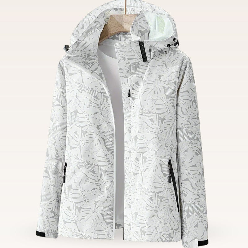 Women's Jacket | Leaf Print Zip-Front Style
