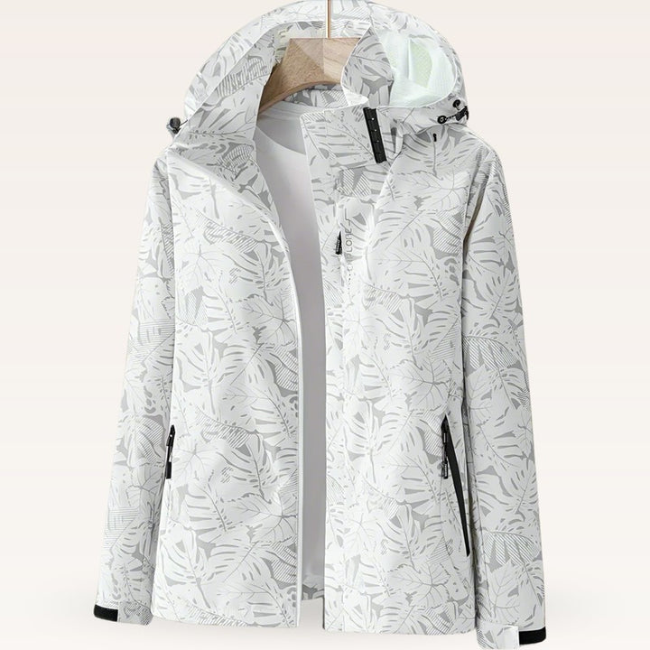 Women's Jacket | Leaf Print Zip-Front Style