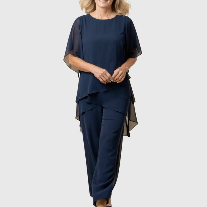 Serena | Draped Layered Top & Palazzo Trousers Set
