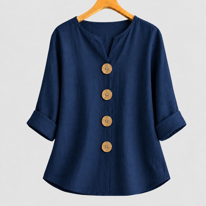 Amira | Relaxed V-Neck Button-Down Blouse