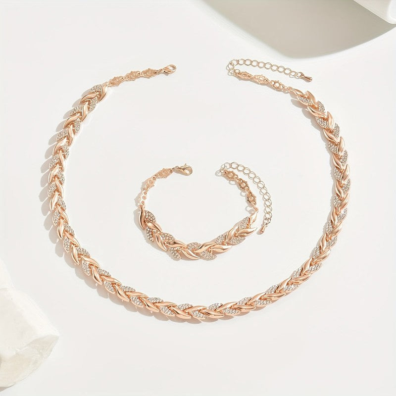 Clara | Chevron-Link Rhinestone Jewellery Set