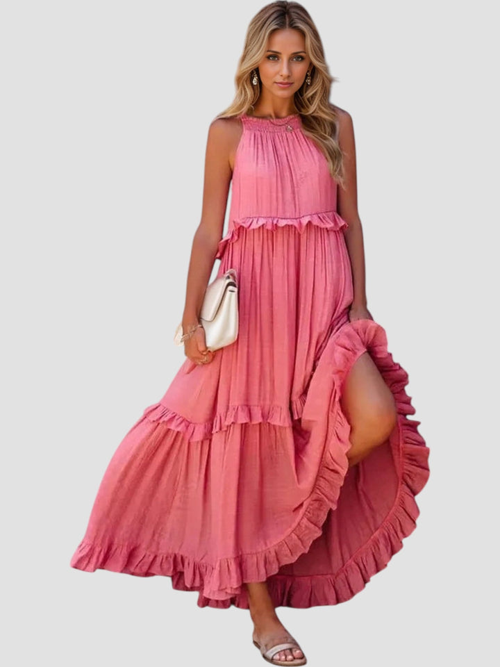 Sybil | Ruffled Halter Neck Midi Dress