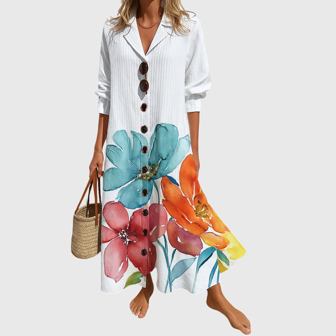 Madeline | Women's Printed Button-Front Maxi Dress