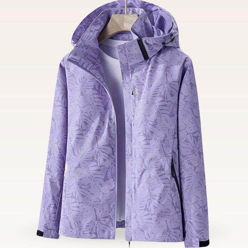 Women's Jacket | Leaf Print Zip-Front Style