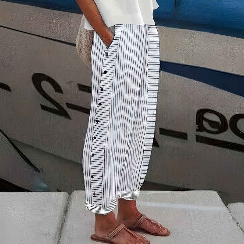 Marisol | Striped Straight-Leg Trousers