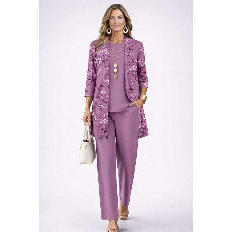 Amelia | Floral Open-Front Longline Cardigan Set