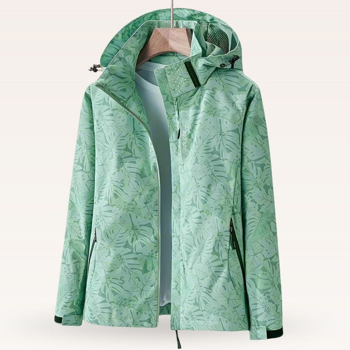 Women's Jacket | Leaf Print Zip-Front Style