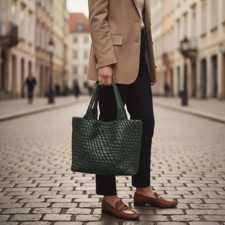 Avery | Women's Woven Leather Tote Bag