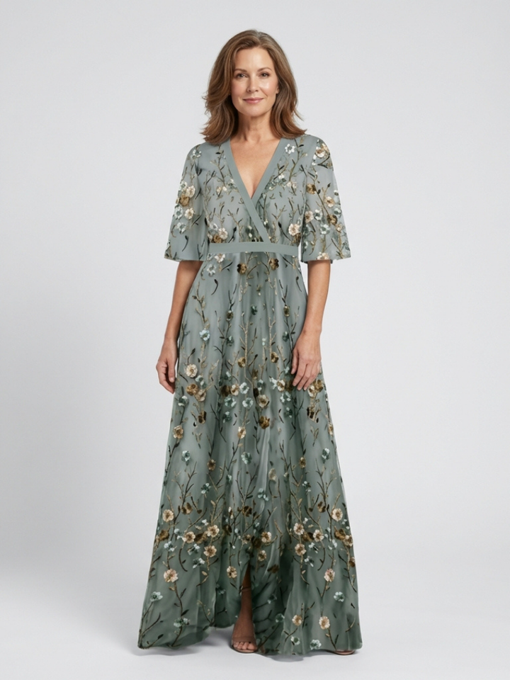 Saoirse | Floral Embroidered Maxi Dress