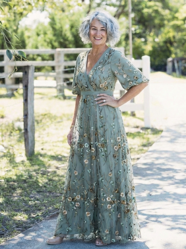 Saoirse | Floral Embroidered Maxi Dress