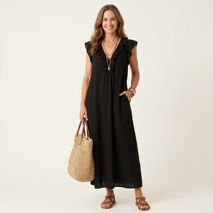 Morwenna | Ruffled V-Neck Maxi Dress