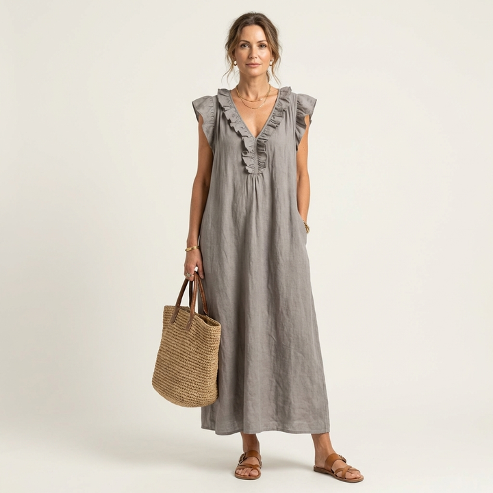 Morwenna | Ruffled V-Neck Maxi Dress
