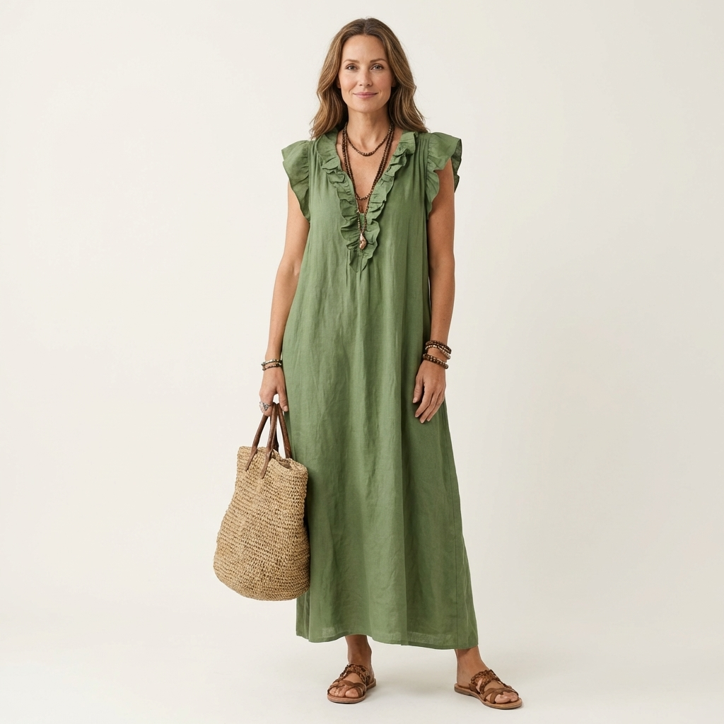 Morwenna | Ruffled V-Neck Maxi Dress