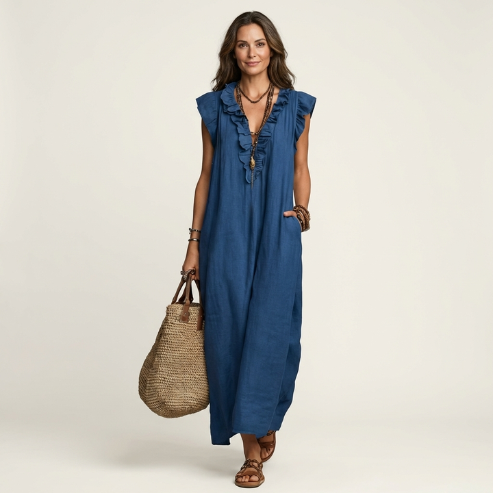 Morwenna | Ruffled V-Neck Maxi Dress