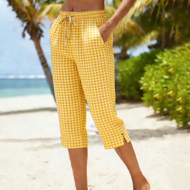 Jessy | Relaxed Gingham Capri Pants
