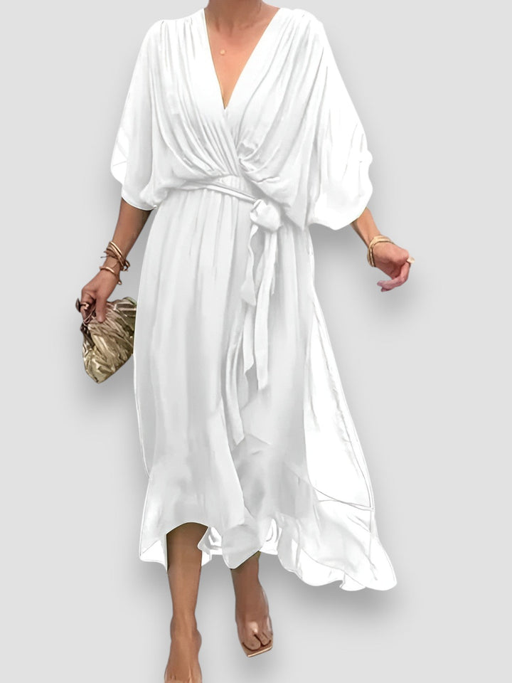 Myla | Draped V-Neck Midi Dress