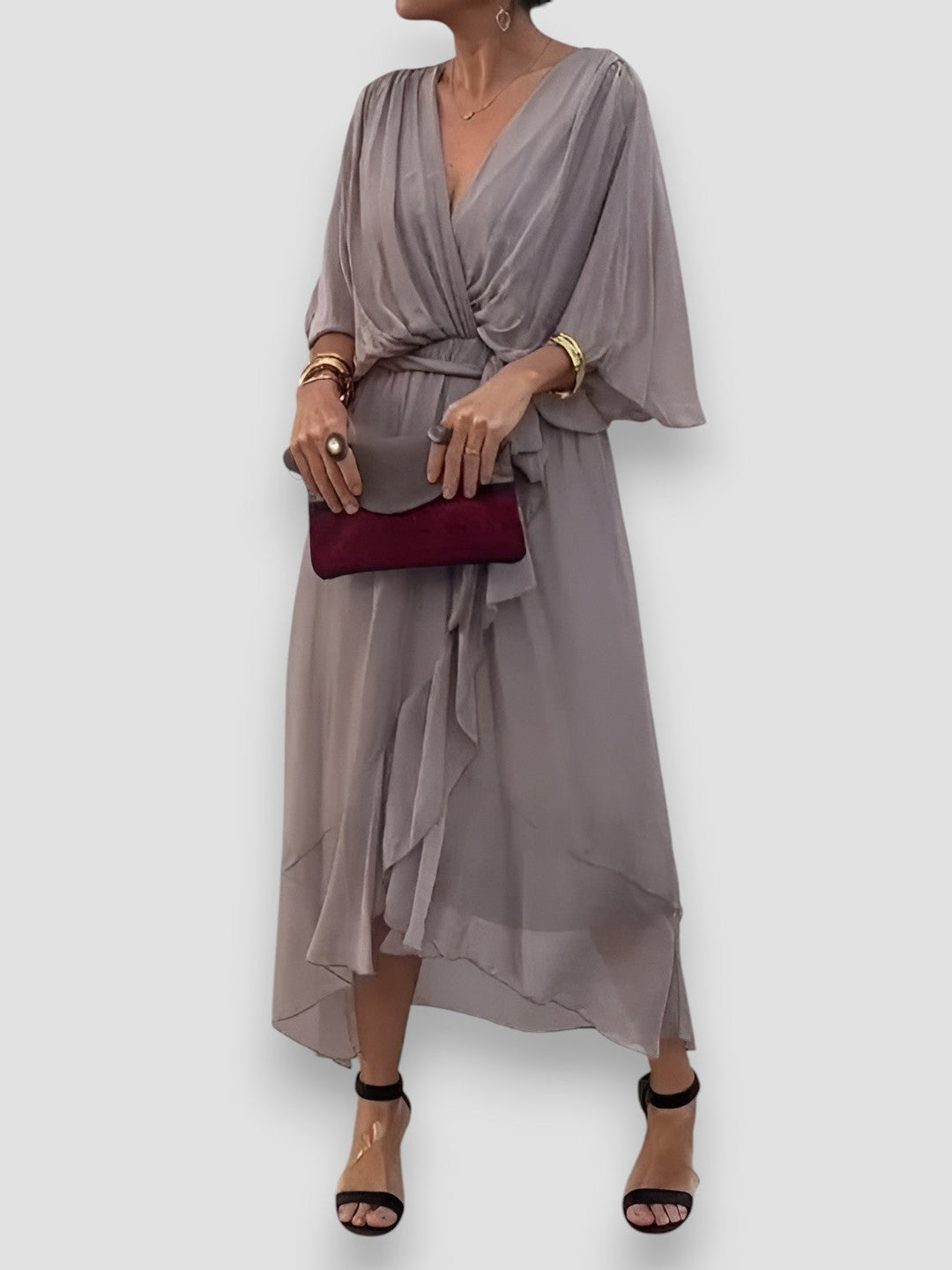 Myla | Draped V-Neck Midi Dress