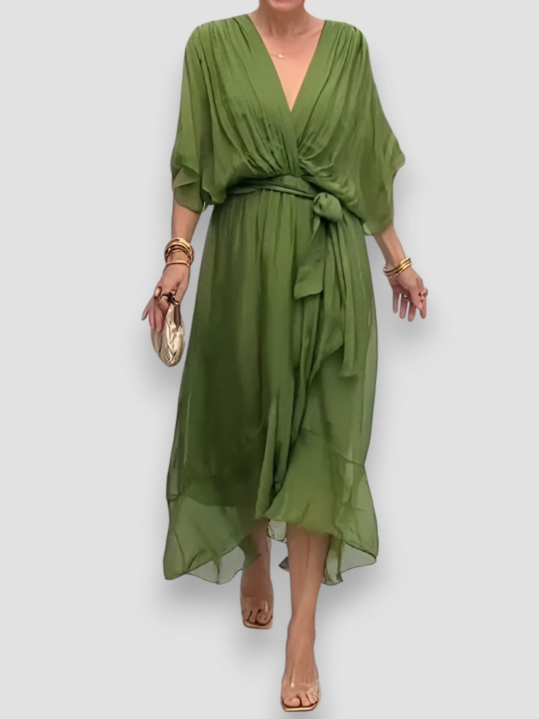 Myla | Draped V-Neck Midi Dress