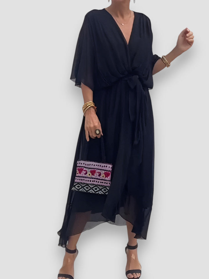 Myla | Draped V-Neck Midi Dress