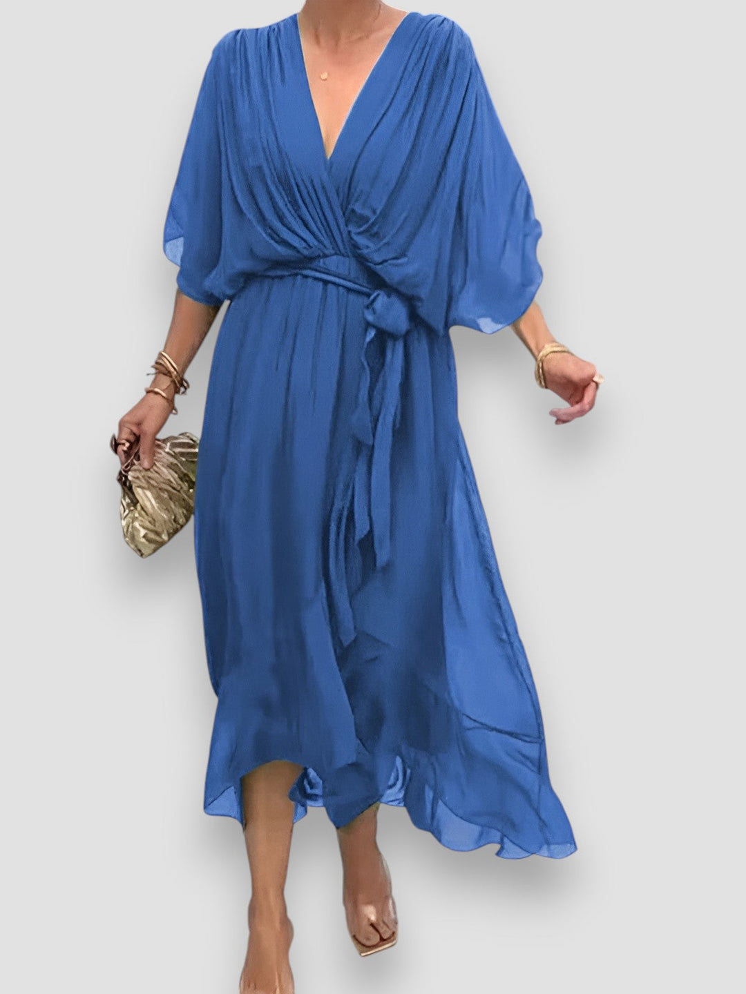 Myla | Draped V-Neck Midi Dress